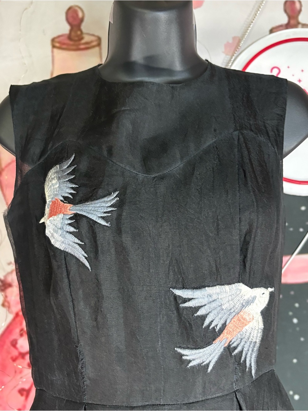 AGAATI Whispering Wings Silk Organza Embroidered Gown dress Sz SX price $625 - Picture 4 of 15